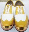 Bari-Yellow lizard wing tip gold toe golf shoes