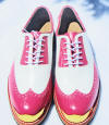 Verona Pink/ white wing tip gold toe golf shoes