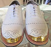 white Brogue gold toe golf shoes