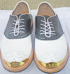 Roma Black lizard saddle gold toe golf shoes