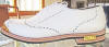 white Brogue gold toe golf shoes